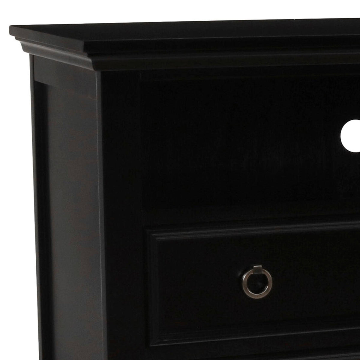3 Drawer Wood Media Chest with Open Compartment Black E321040