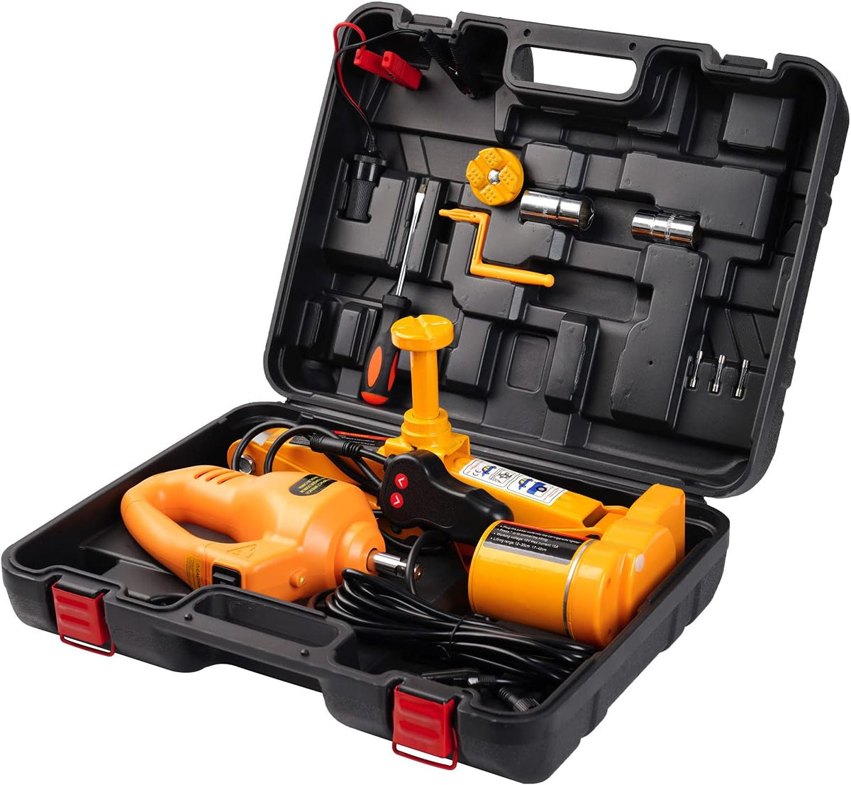 Red Electric Car Jack Kit 3Ton 12V Portable Auto Scissor Lift L116