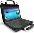 Black PU 13-14 inch Laptop Hard Cover Sleeve with Carrying Handle Shoulder Strap Pack of 2 S82391