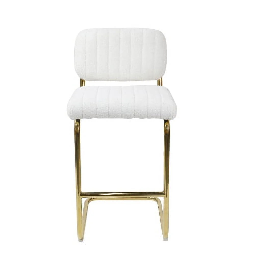 Ivory Boucle Fabric Counter Height Bar Stools Set of 2 G87269