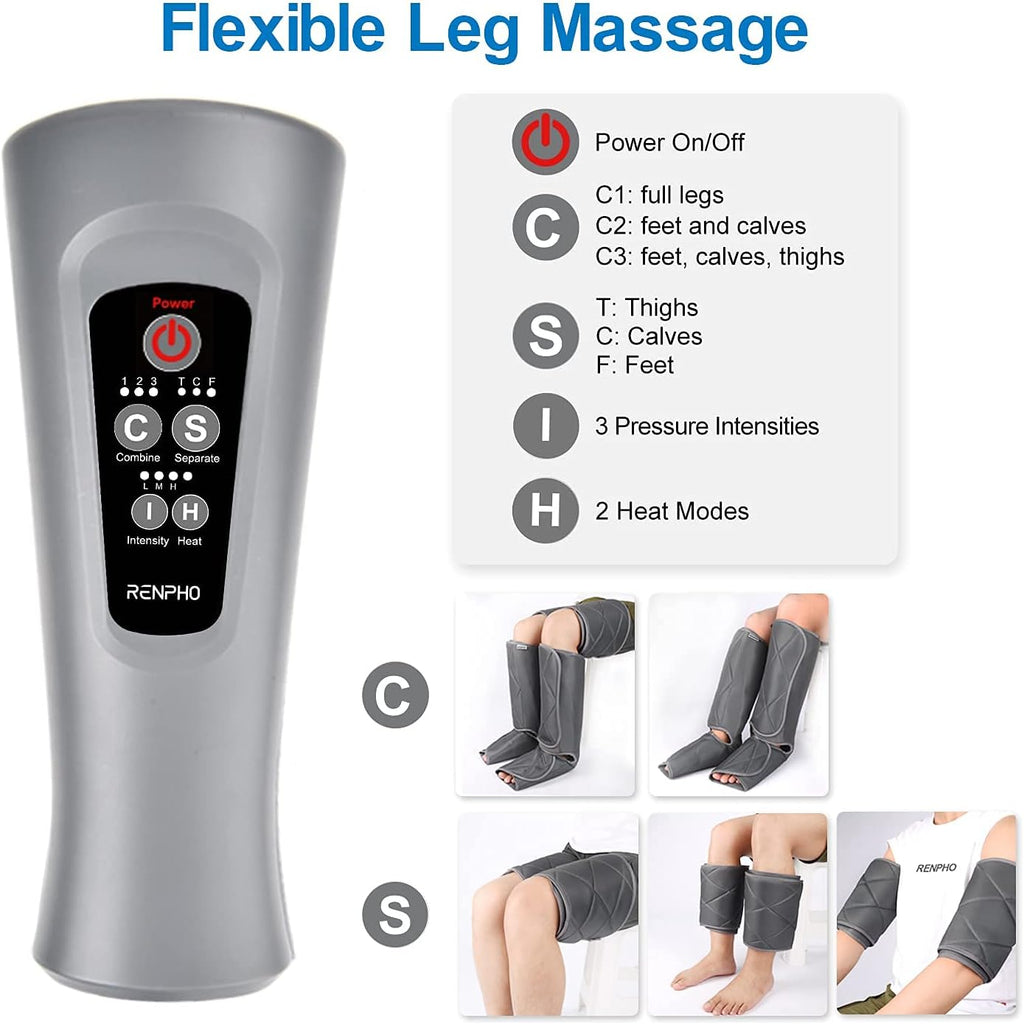 Leg Massager with Heat, Air Compression Calf Thigh Foot Massage K119