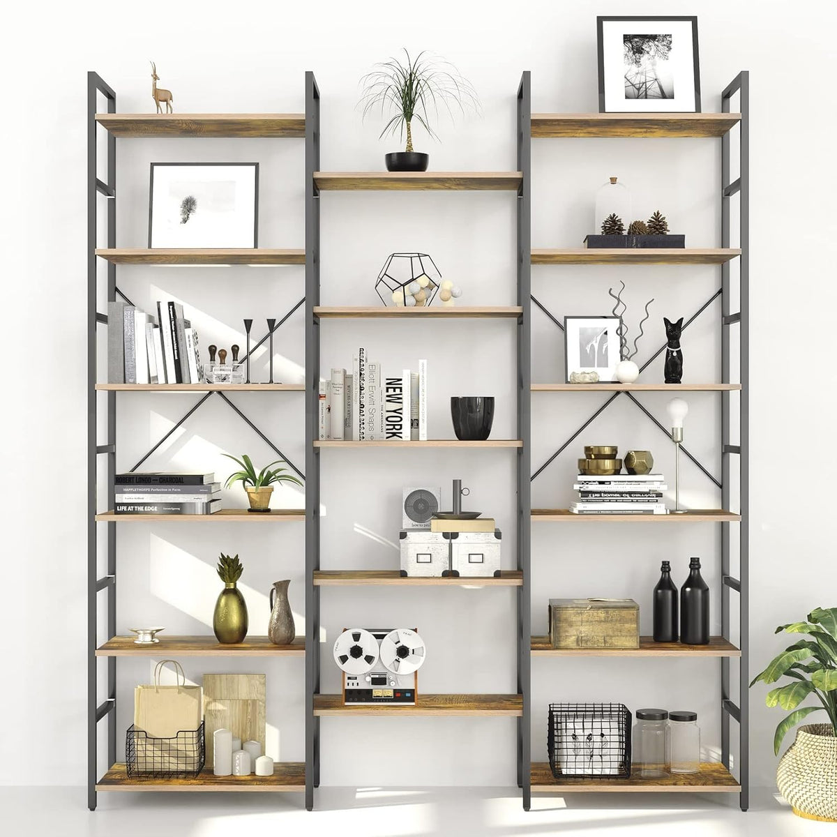 Rustic Brown 6-Shelf Bookcase N715936