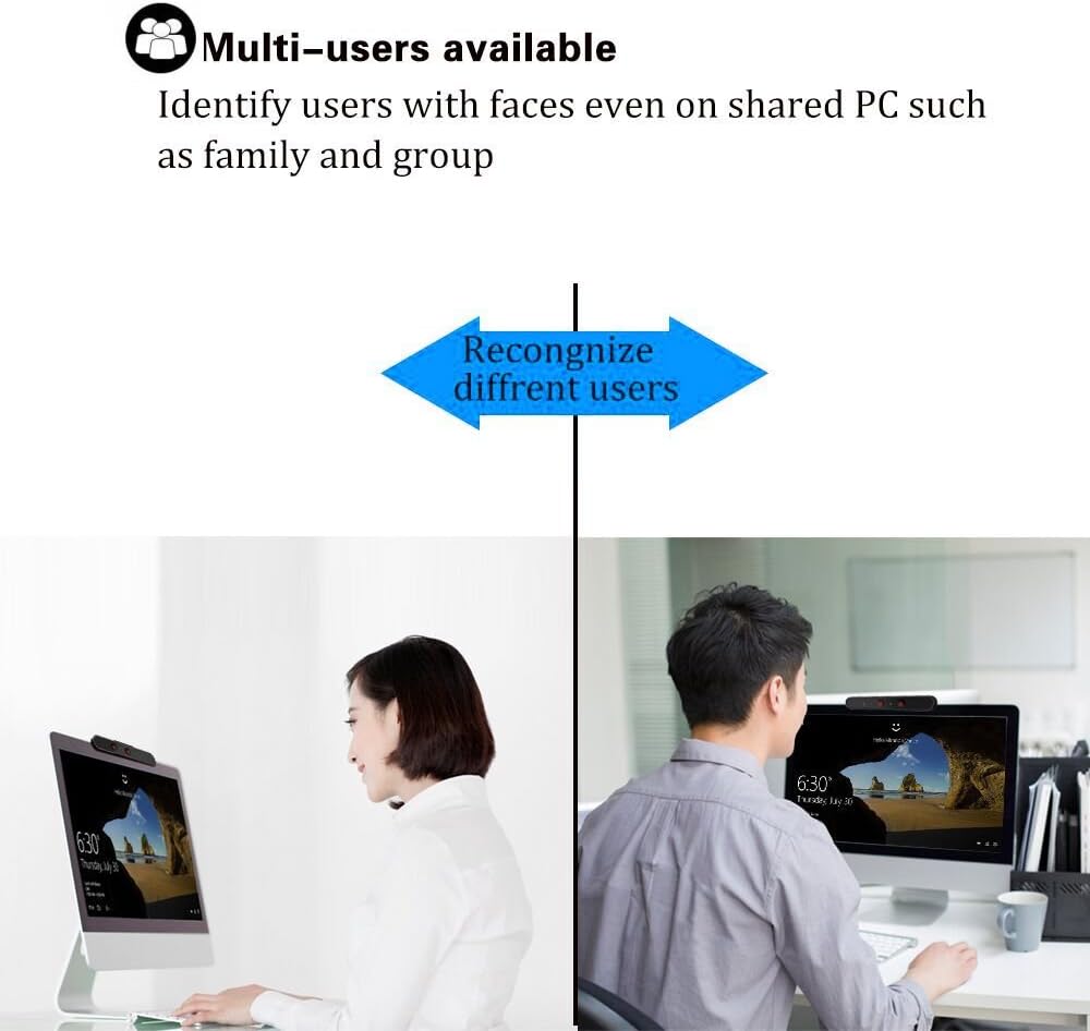 Face Recognition USB IR Camera RGB 1080P Webcam with Dual Microphone Pack of 2 V9254
