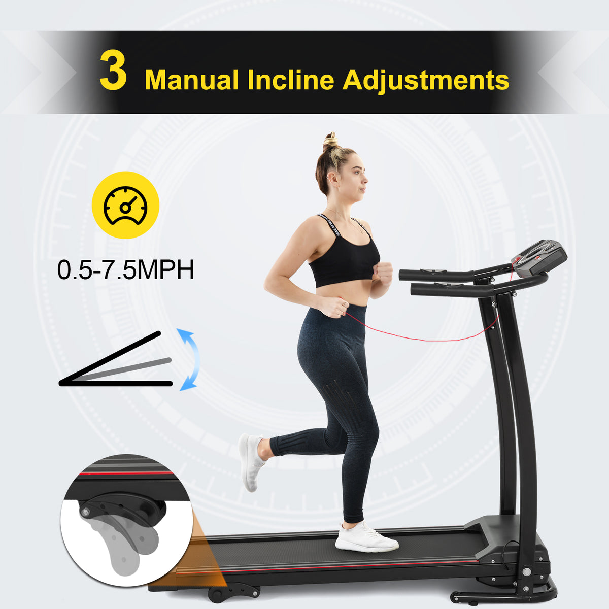Folding Treadmill with Incline, 2.5HP Electric Motorized Treadmill, 220 LBS Capacity Q490942