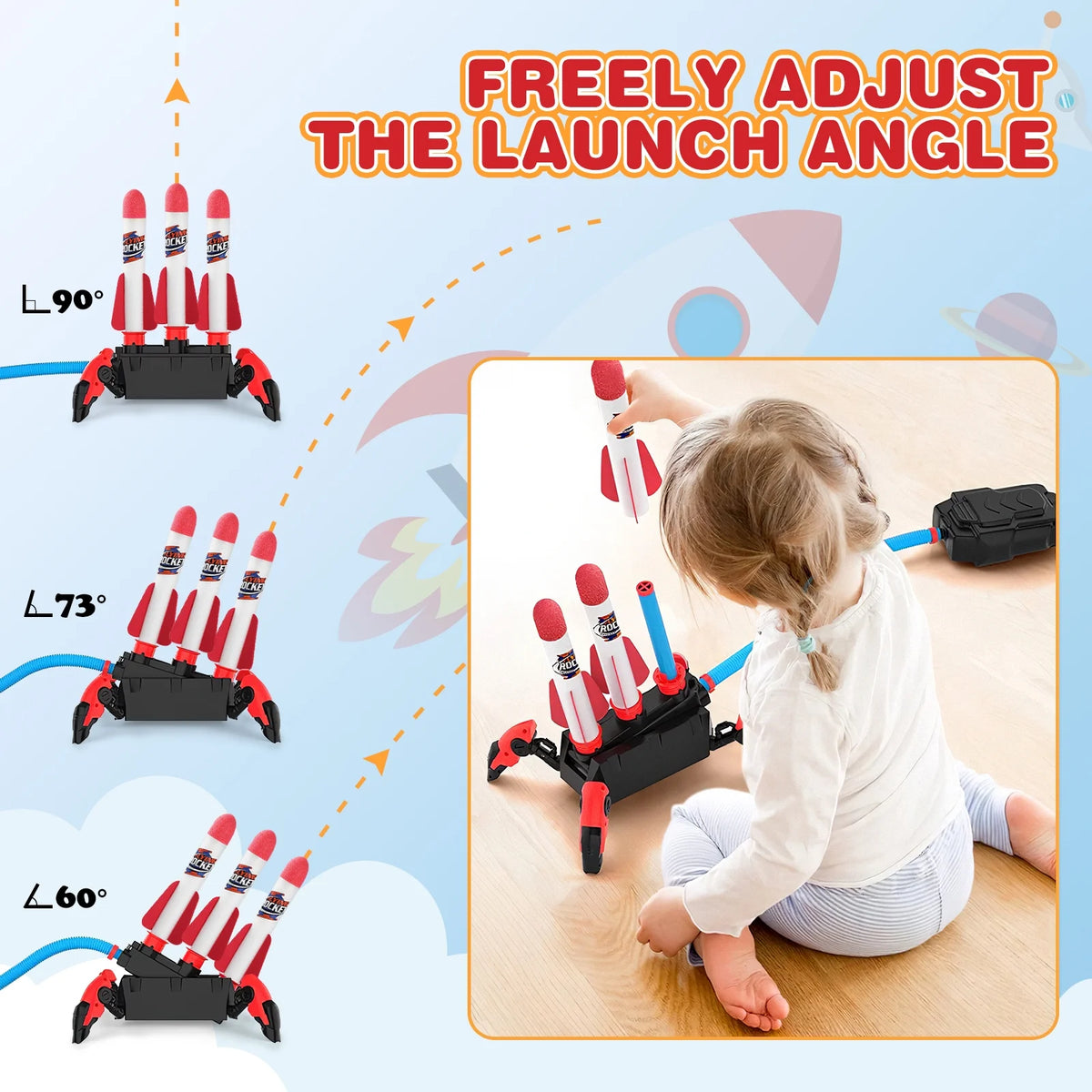 1 Set Outdoor Rocket Launcher Toy Foam Rockets X29760