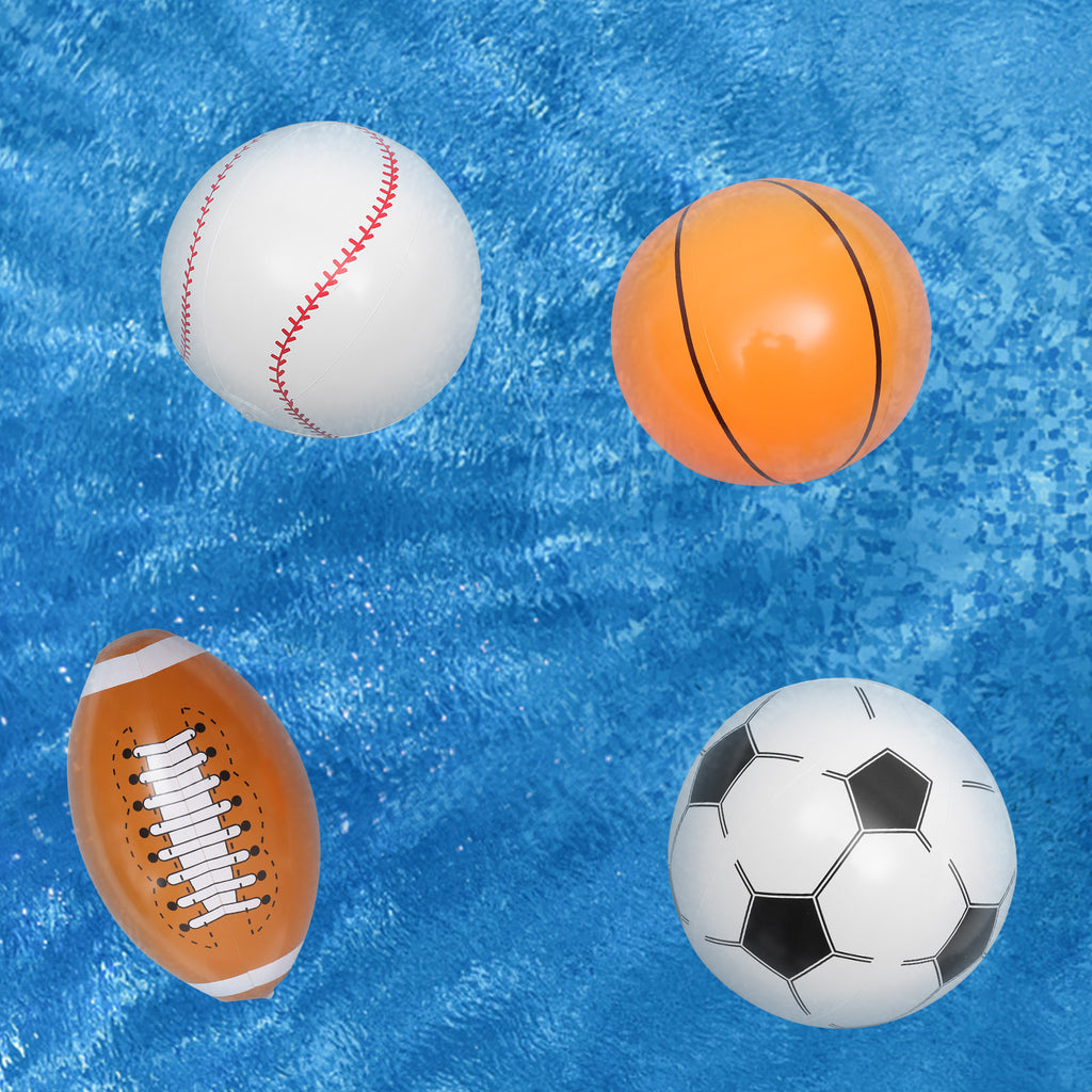 Inflatable Beach Ball Set of 4 Soccer Basketball Baseball A1480