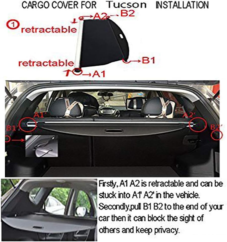 Retractable Cargo Cover for Hyundai Tucson Black O248490