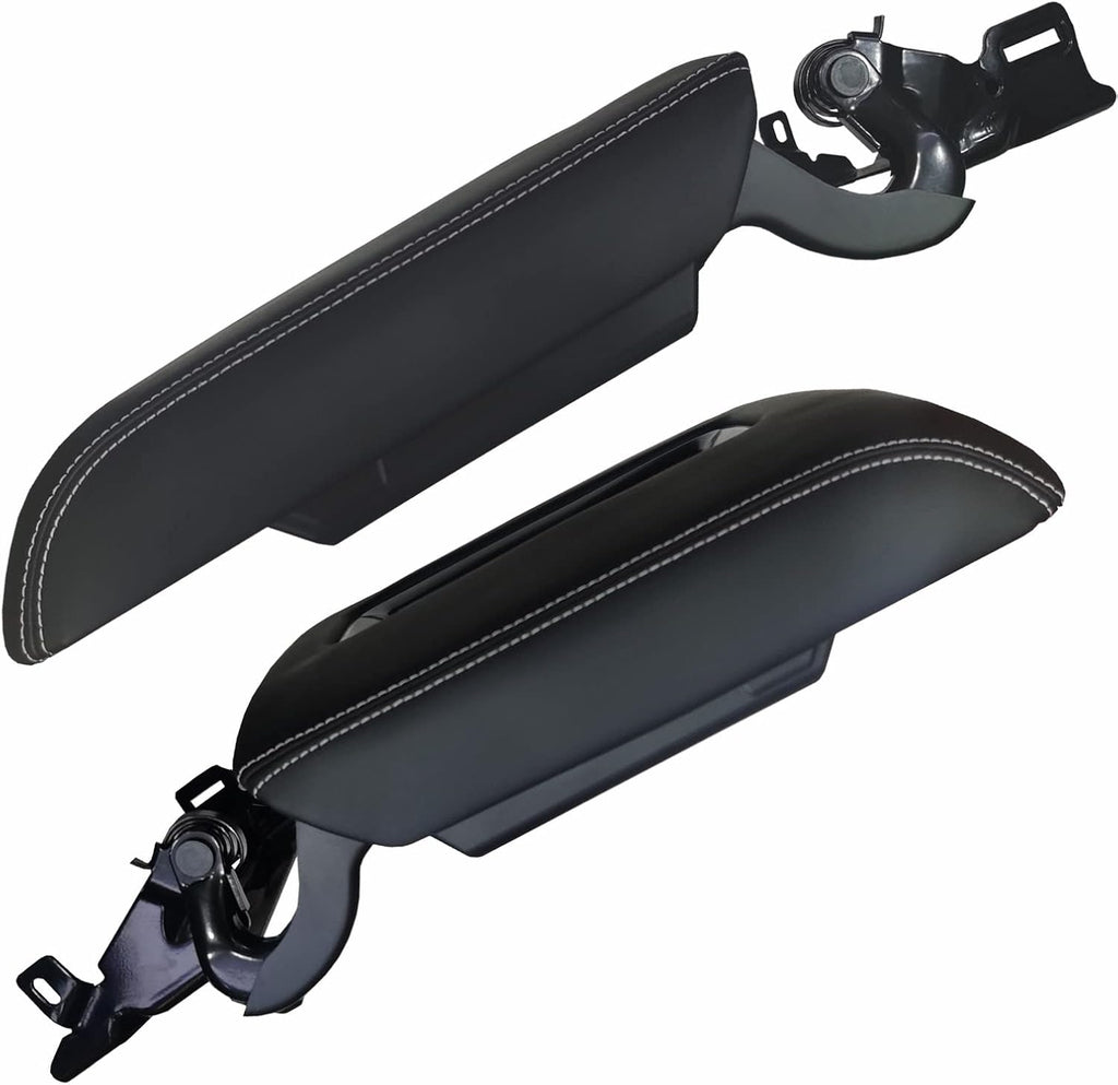 Center Console Armrest Lid with Steel Bracket Black Leather K390