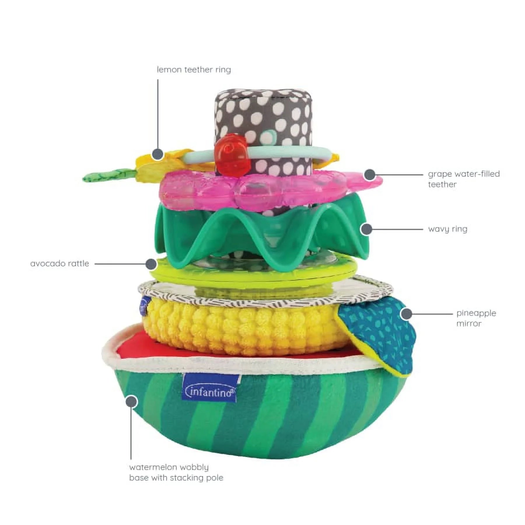 Multicolor Fruit-Shaped Sensory Stacking Rings Toy C873494