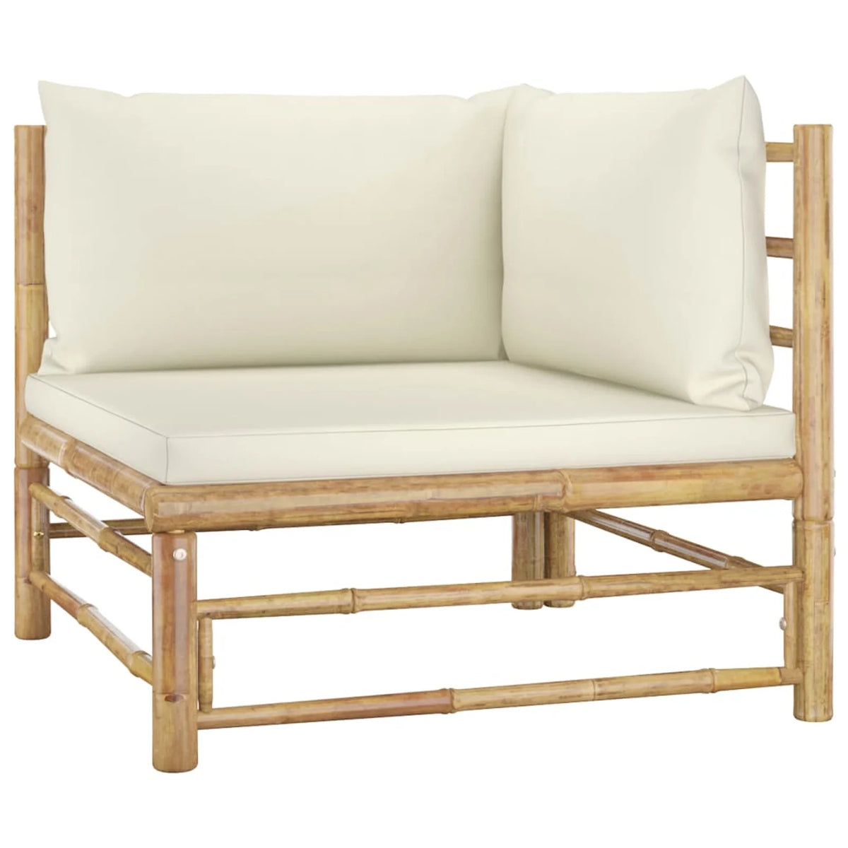 Cream White Cushioned Bamboo Sectional Outdoor Sofa Set R546407