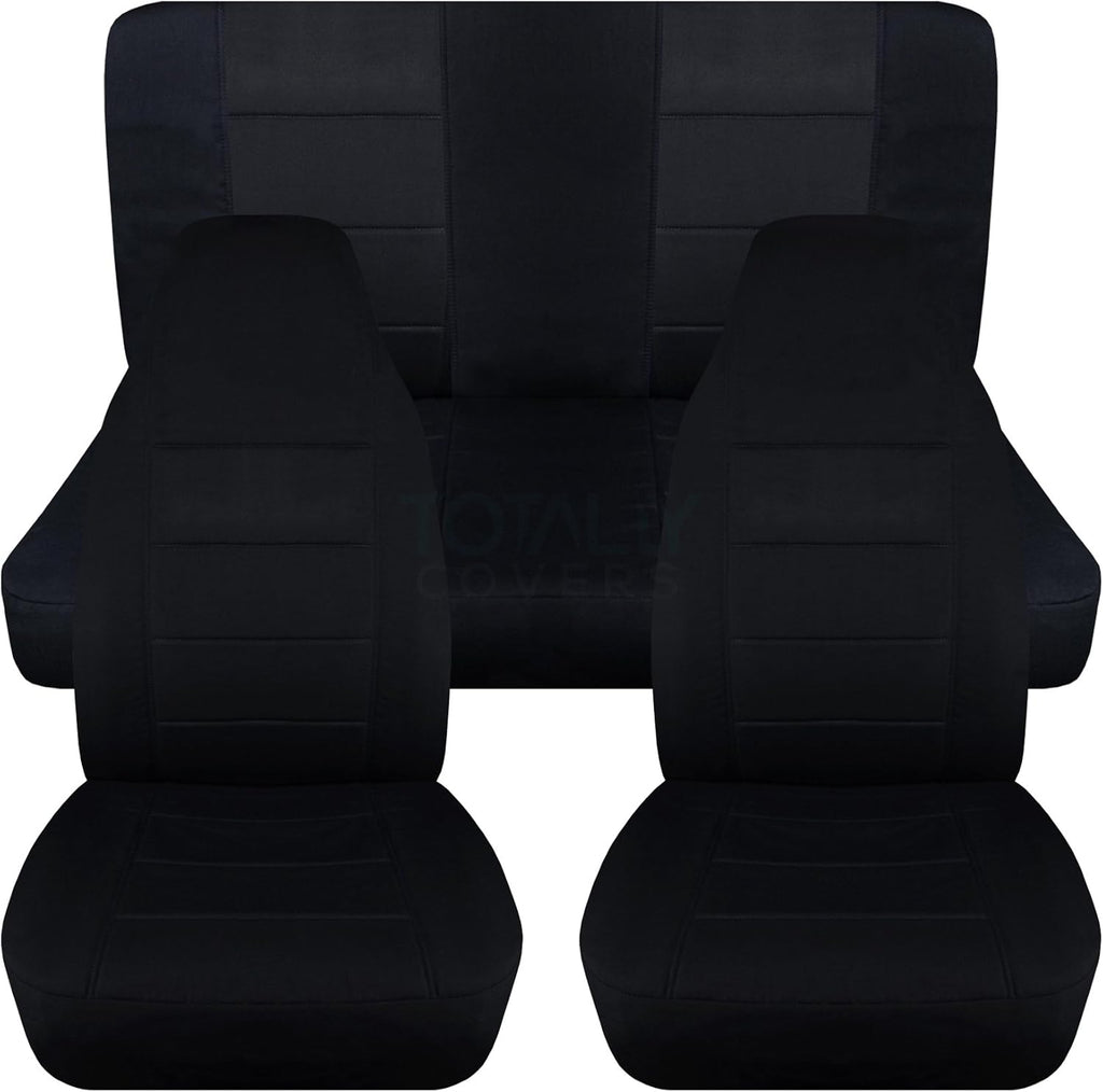 Black & Purple Full Set Front & Rear Seat Covers for 2-Door Jeep Wrangler TJ Q8442