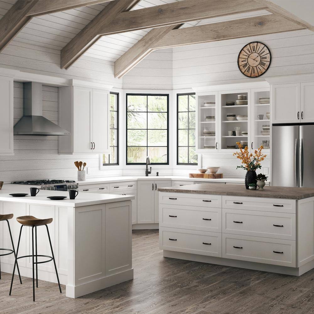 White Dual Pull Out Trash Can Base Kitchen Cabinet J62075