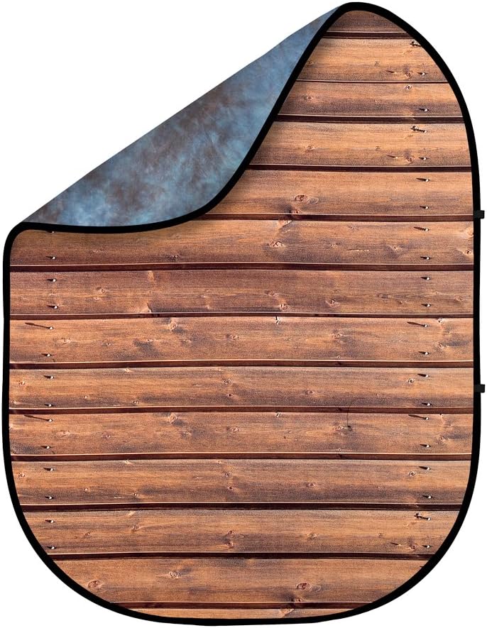 Reversible Neptune Blue and Seaside Wood Double-Sided Pop-Up Muslin Backdrop 5'x6.5' Pack of 2 S1848