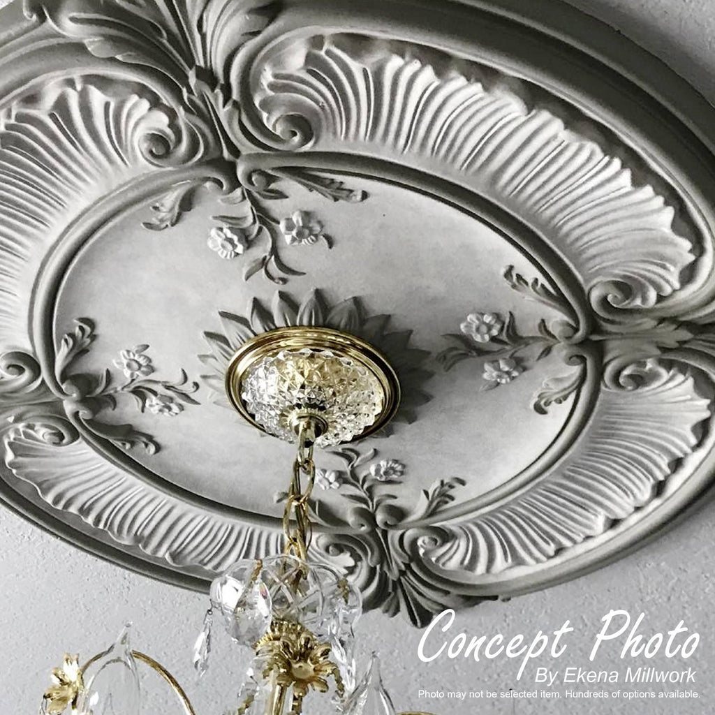 11 1/4x22OD x 1 1/8x22P Hand-Painted Platinum Ceiling Medallion U633040