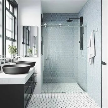 Frameless Sliding Shower Door in Stainless Steel with Clear Glass E8270