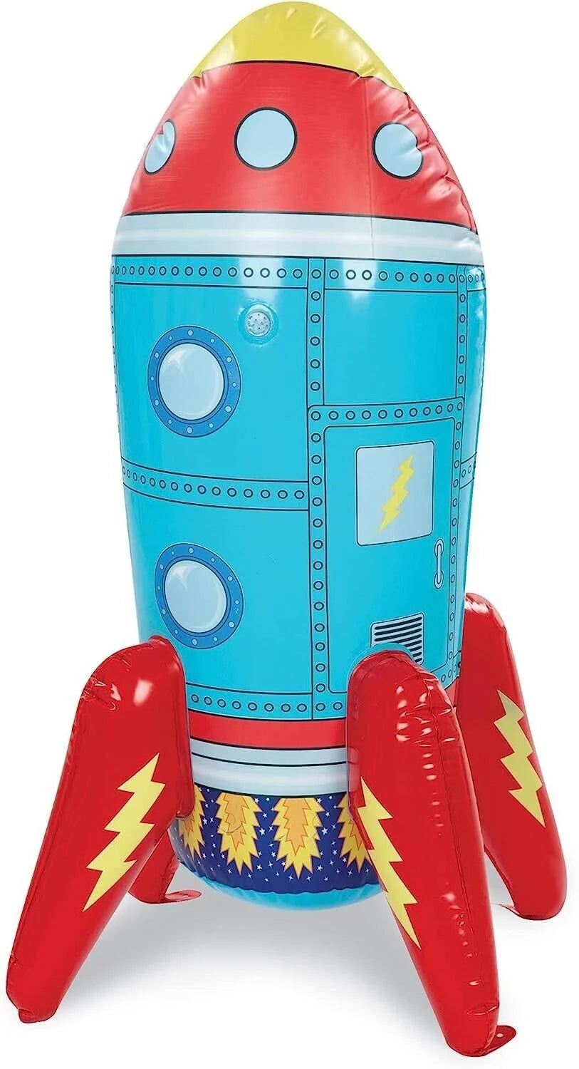 Inflatable Rocket Ship Water Sprinkler Toy Attach to Hose F543998