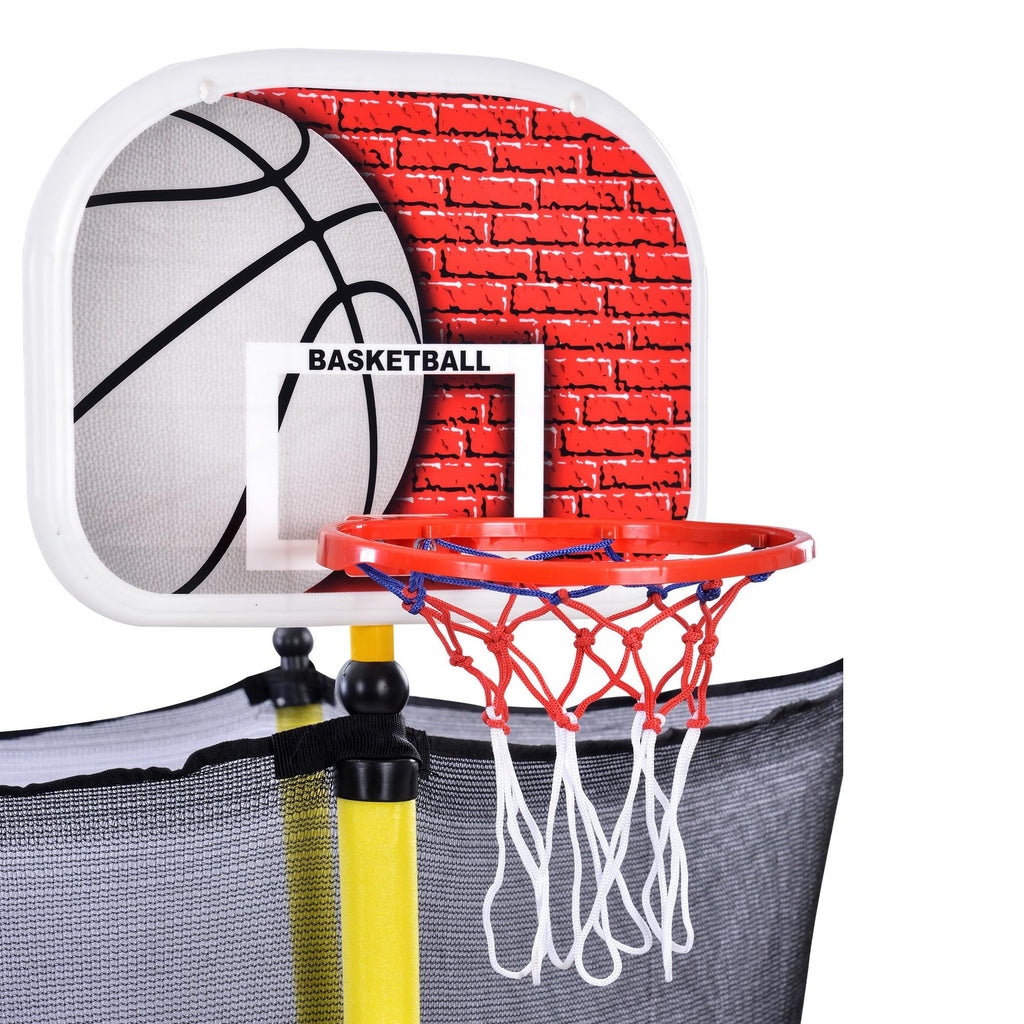 Pink Round Mini Toddler Trampoline with Enclosure and Basketball Hoop K67051
