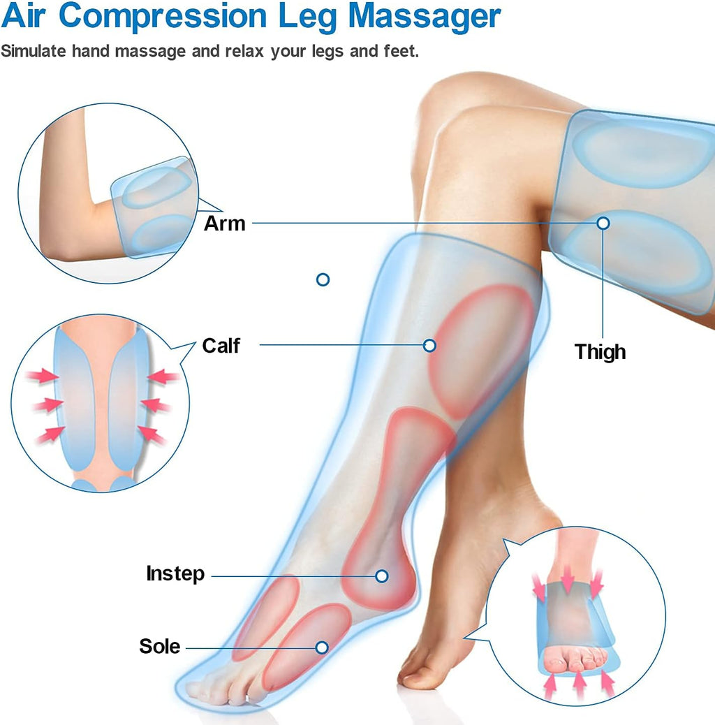 Leg Massager with Heat, Air Compression Calf Thigh Foot Massage K119