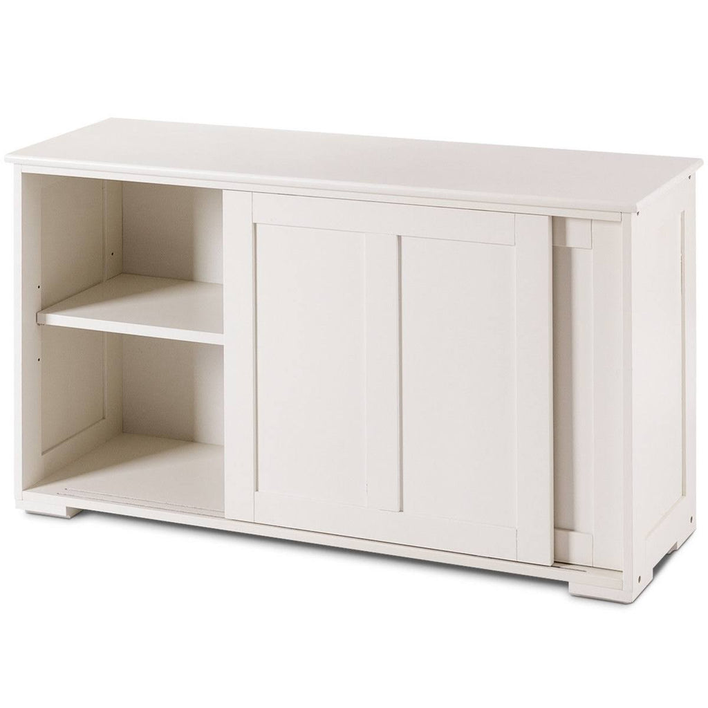 White Kitchen Storage Cabinet with Sliding Door N2654