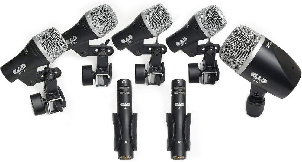 7 Pc Drum Microphone Pack with Tripod Microphone Stand & 7 x XLR Cable Y140