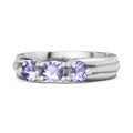 Tanzanite Three Stone 925 Sterling Silver Ring C390