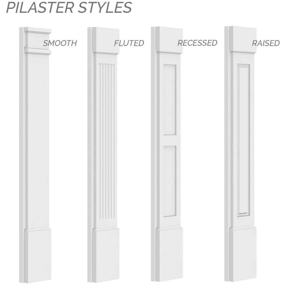 10x22W x 48x22H Raised Panel PVC Pilaster with Standard Capital and Base (Pair) N805755