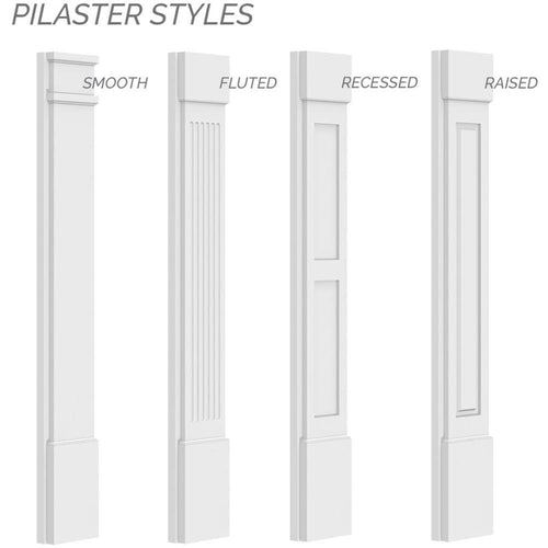 10x22W x 48x22H Raised Panel PVC Pilaster with Standard Capital and Base (Pair) M167104