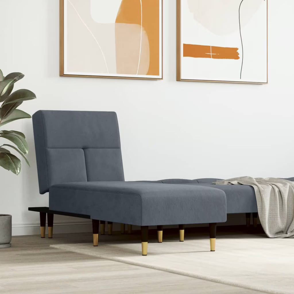 Dark Gray Velvet Chaise Longue X21953