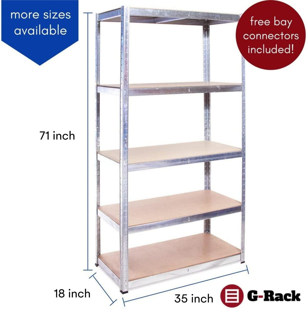 Heavy Duty Garage Shelving Units, 71" H x 35" L x 12" W, Blue J928781