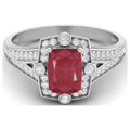 Ruby Glass Filled Solitaire Split Shank Ring in 925 Sterling Silver M27735