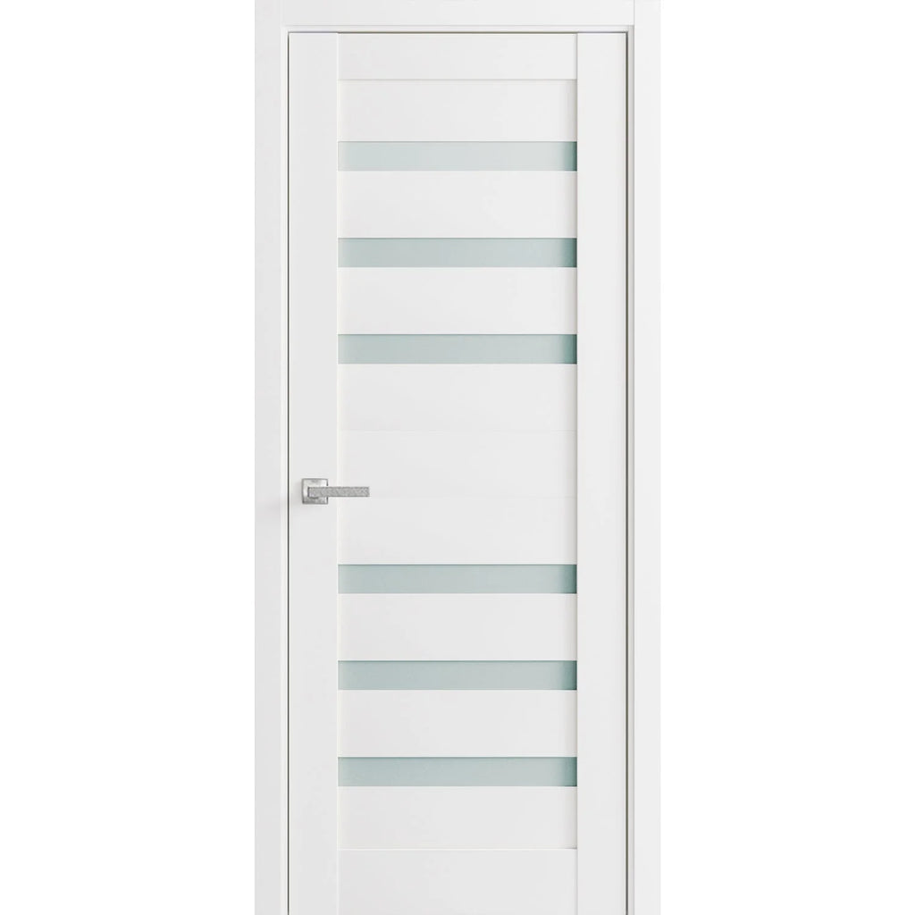 Solid French Door Frosted Glass 36 x 80 inches Single Regular Panel Frame Trims Handle G6080