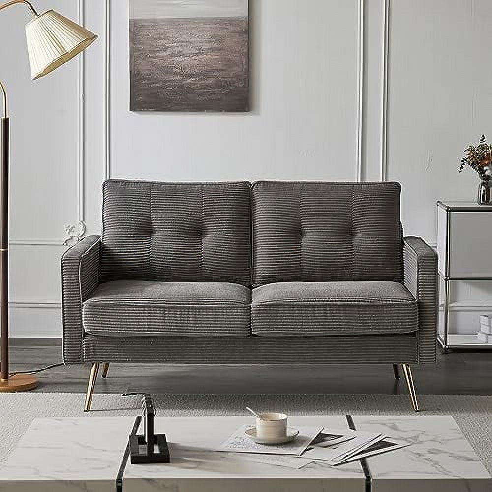 Beige Corduroy 2-Seater Loveseat Sofa T2788