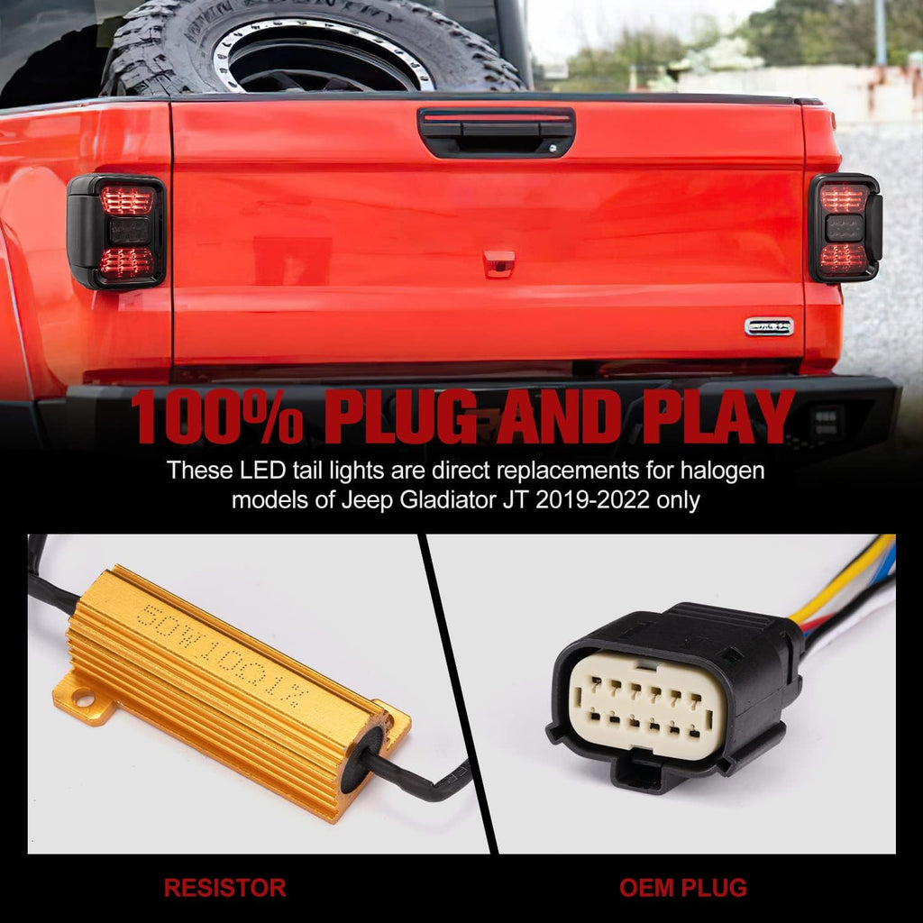 Smoked LED Tail Lights Assembly for Jeep Gladiator JT, 1 Pair V671257