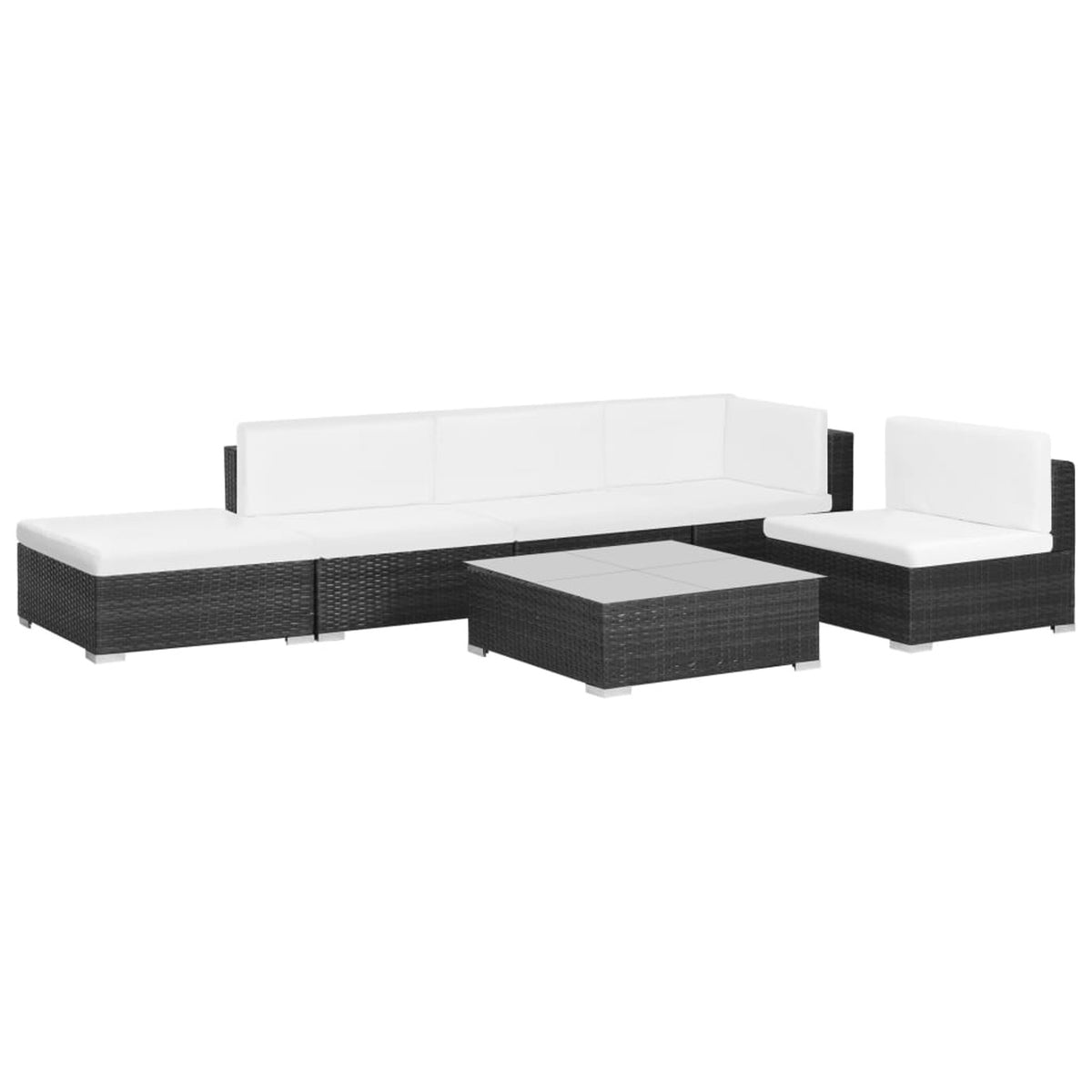 6 Piece Poly Rattan Outdoor Sectional Sofa Set with Coffee Table and Ottoman H114