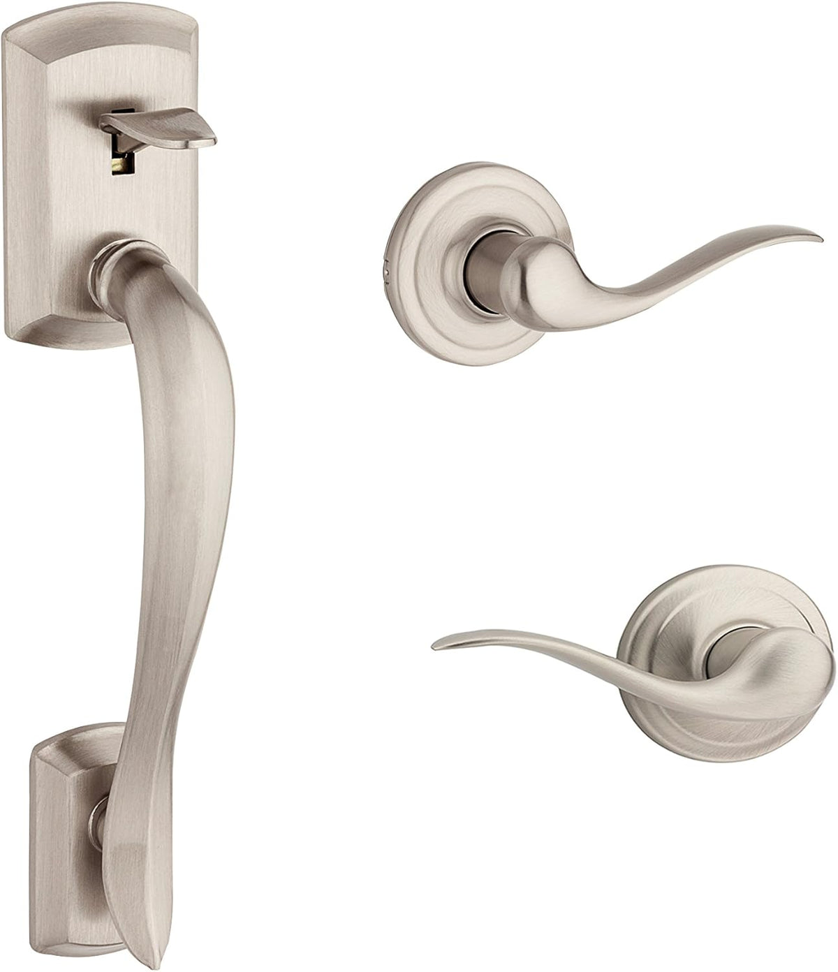 Satin Nickel Exterior Handle with Levers O62881