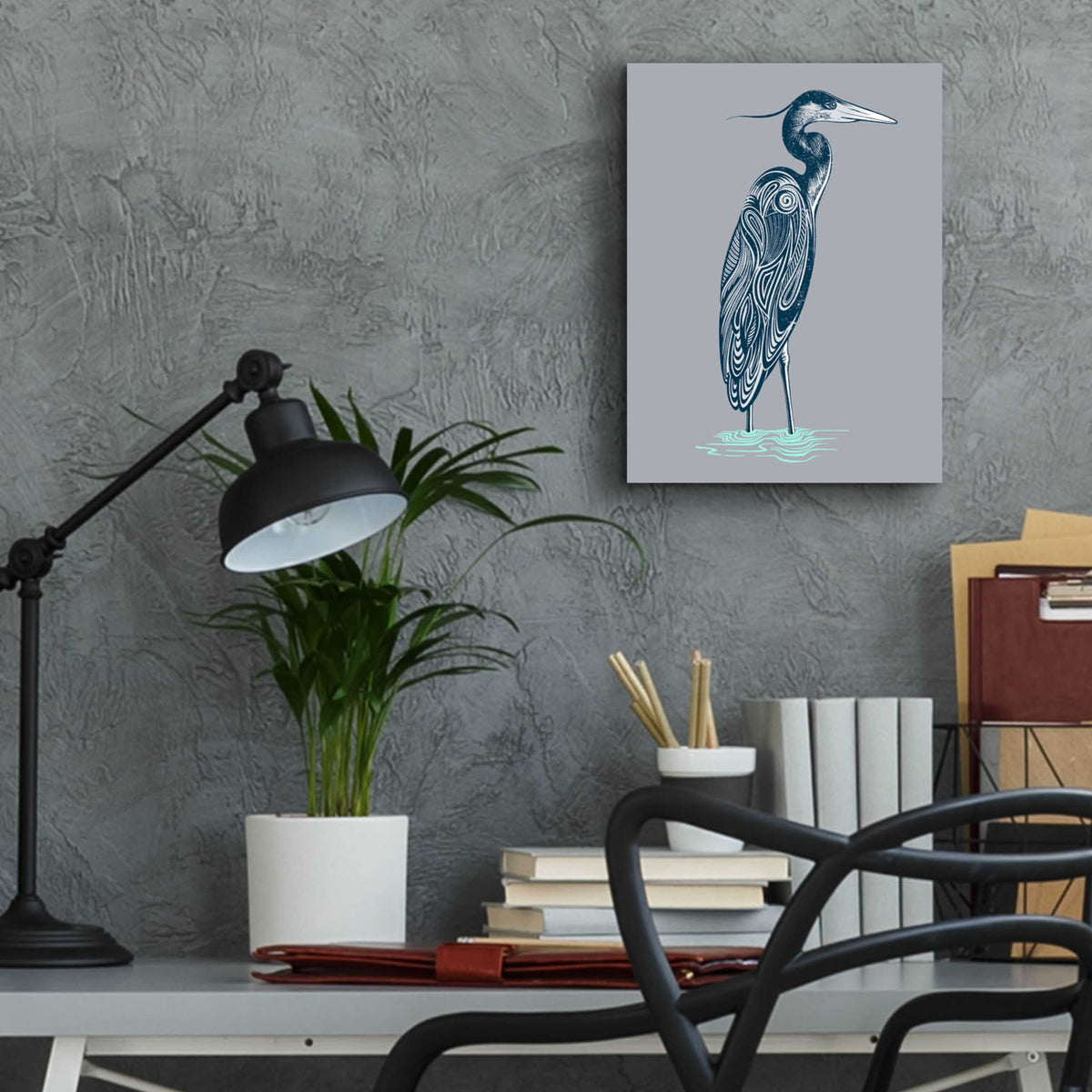 Blue Heron Acrylic Glass Wall Art, 12"x16" X35427