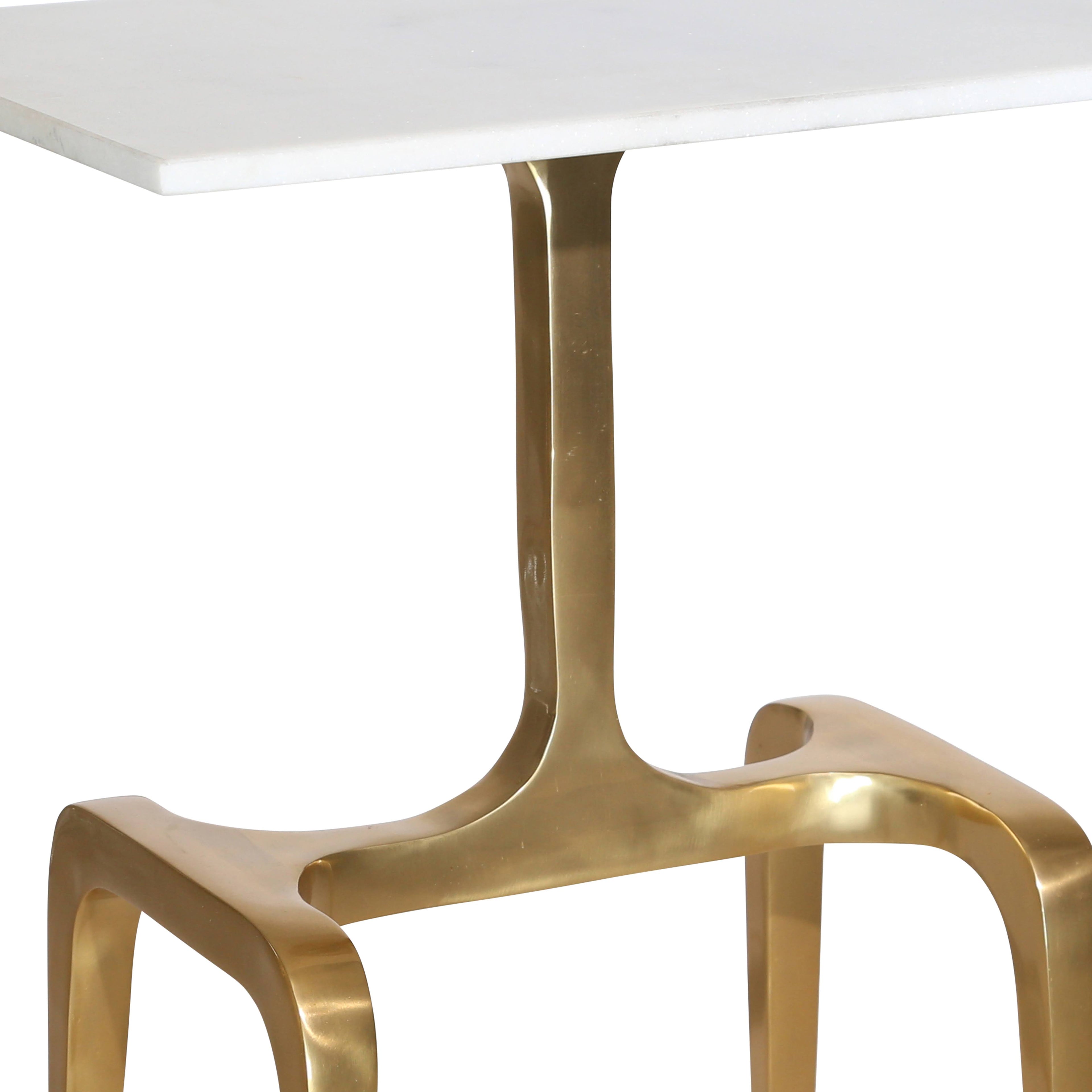 White and Gold Rectangular Marble Top Accent Table U76461
