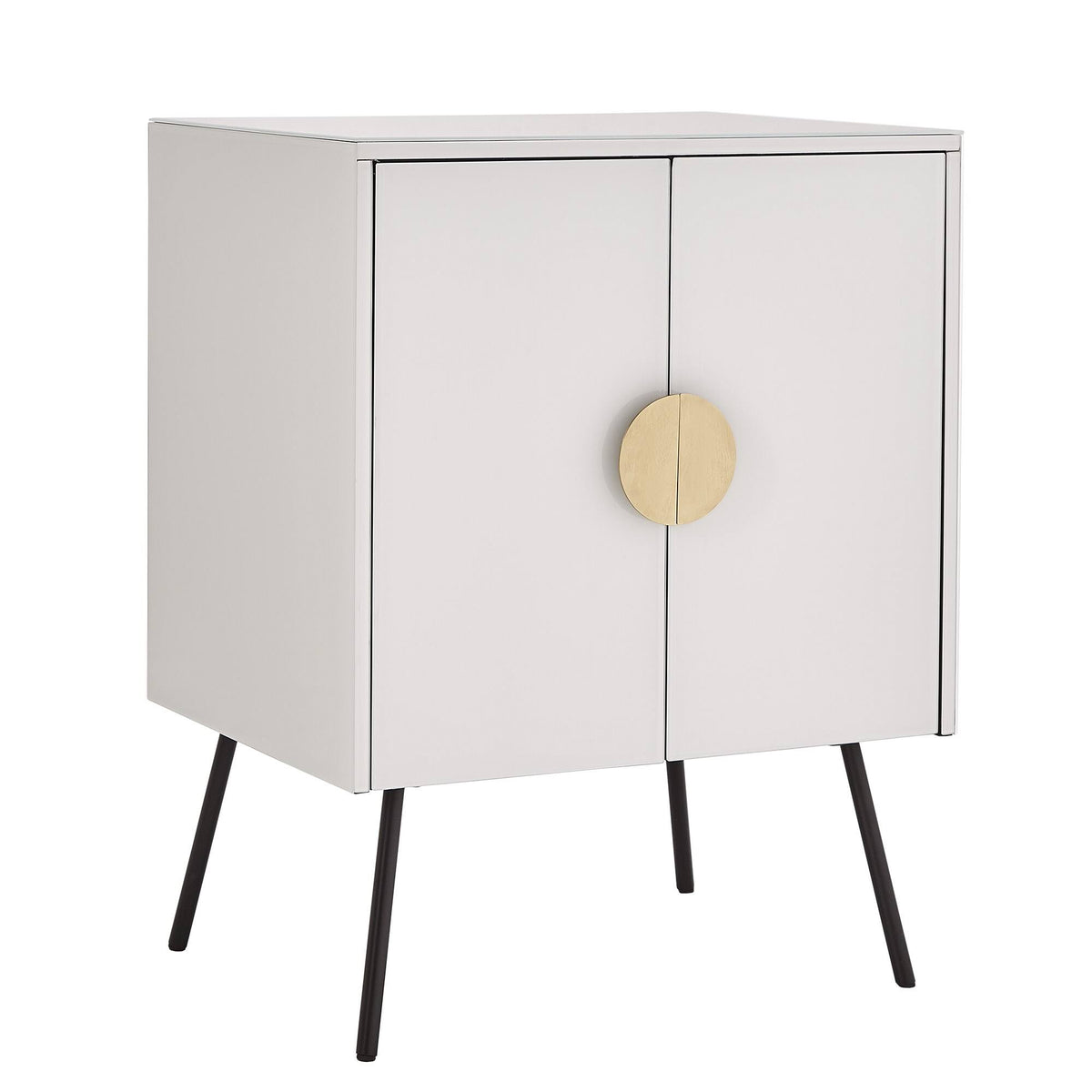 White Glass 2-Door Accent Cabinet H9093