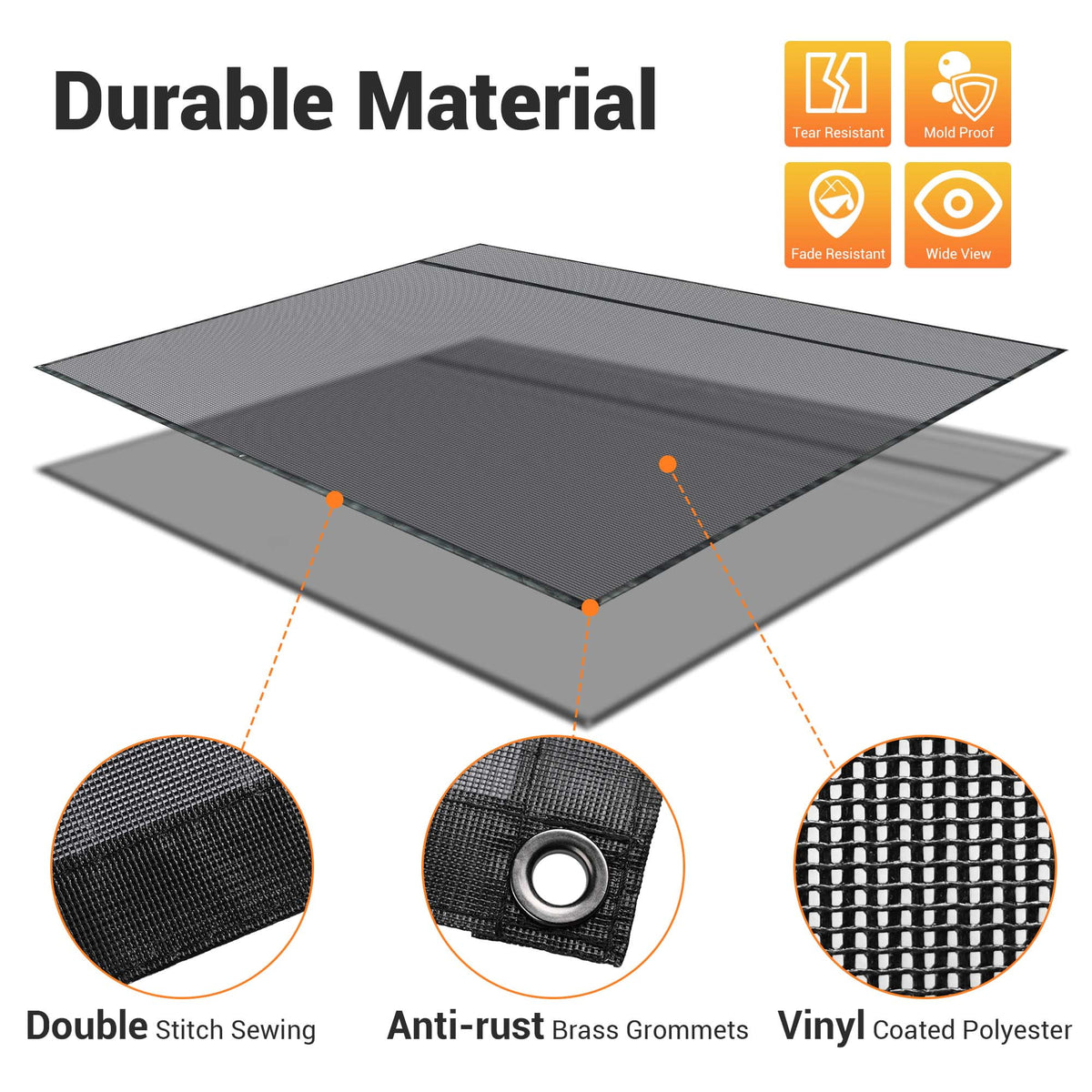 6x10' RV Awning Sun Shade Screen Black Mesh Q120351
