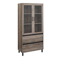 Glass Door Storage Hutch in Grey Wash P320