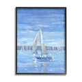 Blue Sailboat Painting Black Framed Art Print Wall Art, 11 x 14 X429