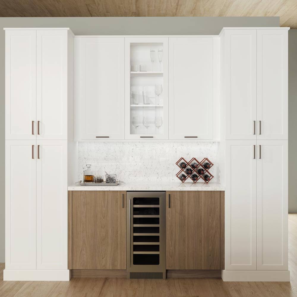 White Dual Pull Out Trash Can Base Kitchen Cabinet J62075