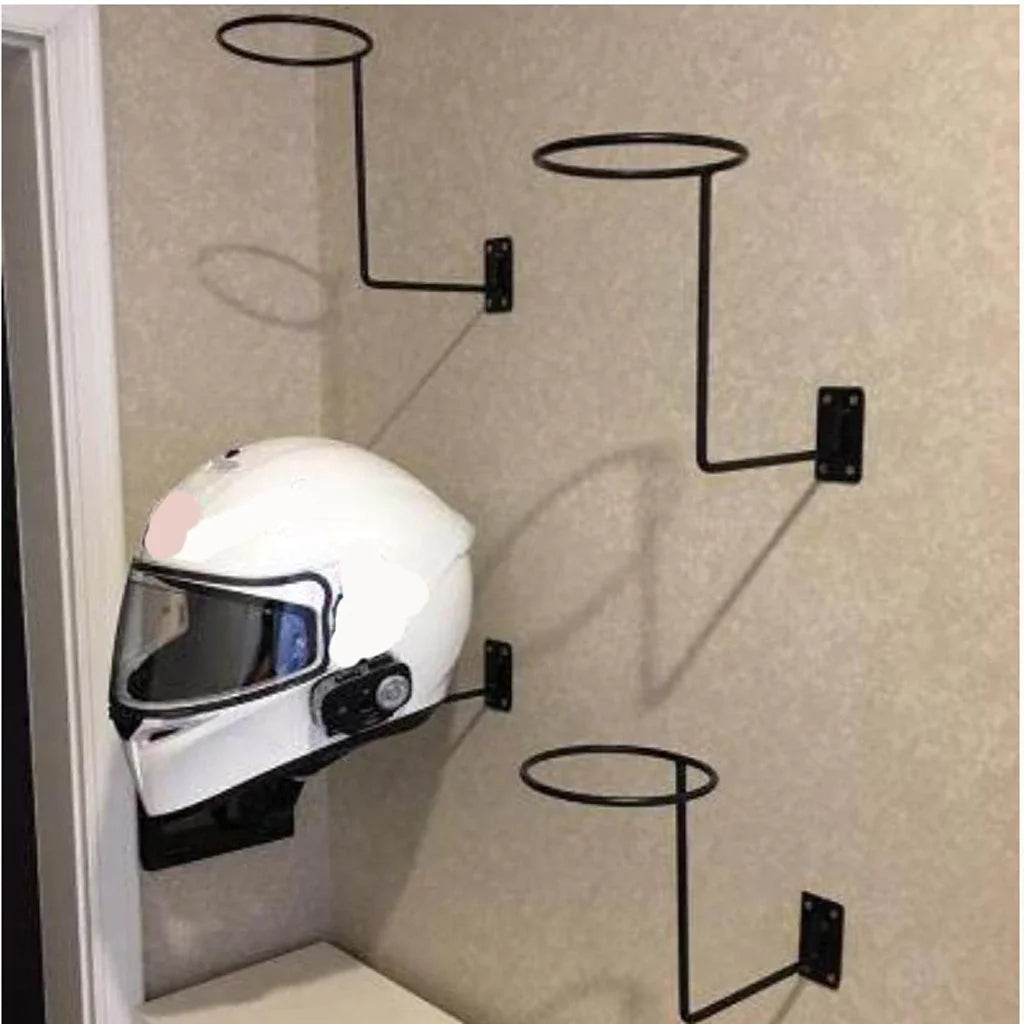 Black Wall Mount Motorcycle Helmet Holder Rack M157548