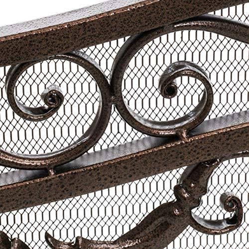 Black Gold Finish Floral Iron Fireplace Screen Y14692