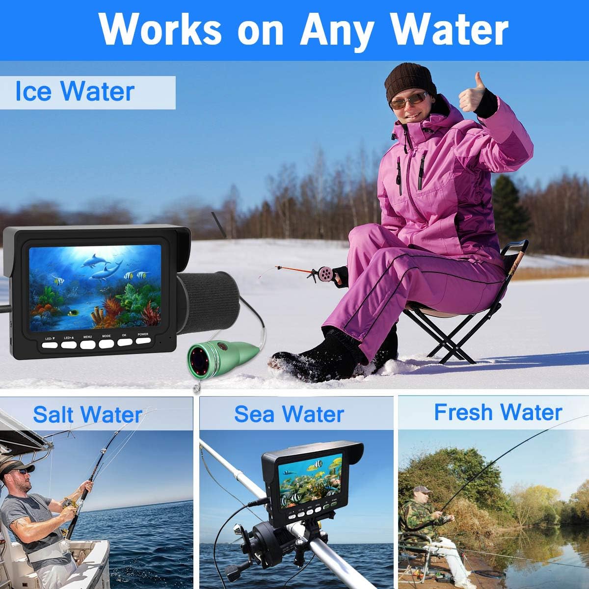 4.3 Inch IPS Monitor IP68 Waterproof Fish Camera with DVR C2673