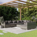 9 Piece Poly Rattan Outdoor Sectional Sofa Set with Anthracite Cushions Steel Frame A865066