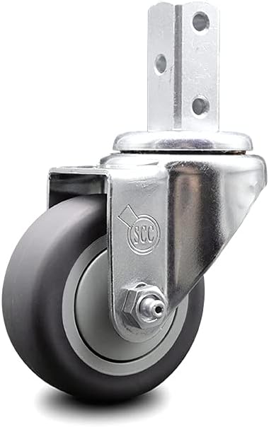 Swivel Square Stem Caster Set 4 with Gray Thermoplastic Rubber Wheel H773
