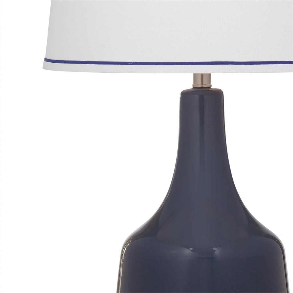 Blue and White Ceramic Table Lamp with Linen Shade F2790