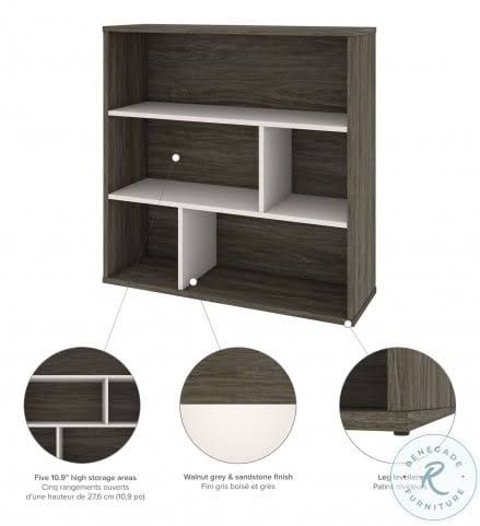 2-Piece Asymmetrical Shelving Unit Set in Walnut Grey & Sandstone U811