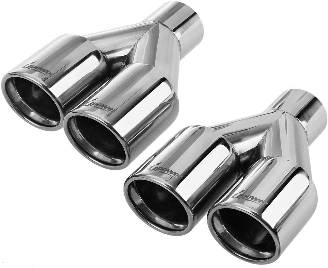 2PCS 2.25 Inlet 3 Outlet 304 Stainless Steel Exhaust Tailpipe Tips V25337